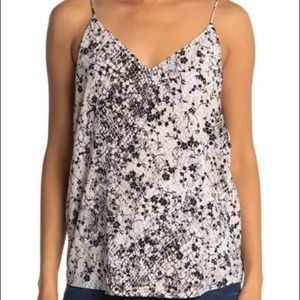 Calvin Klein Floral V-Neck Chiffon Camisole Tank Cream Beige Black Size XL